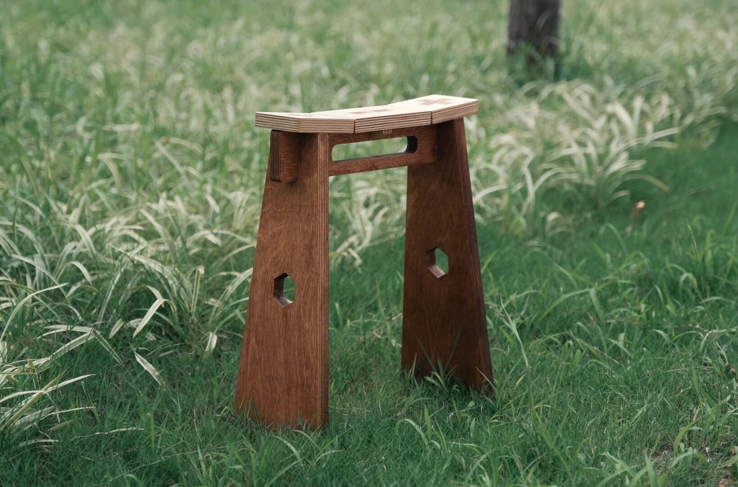Geometric Plywood Stool | Modern Coffee & Entryway Seat