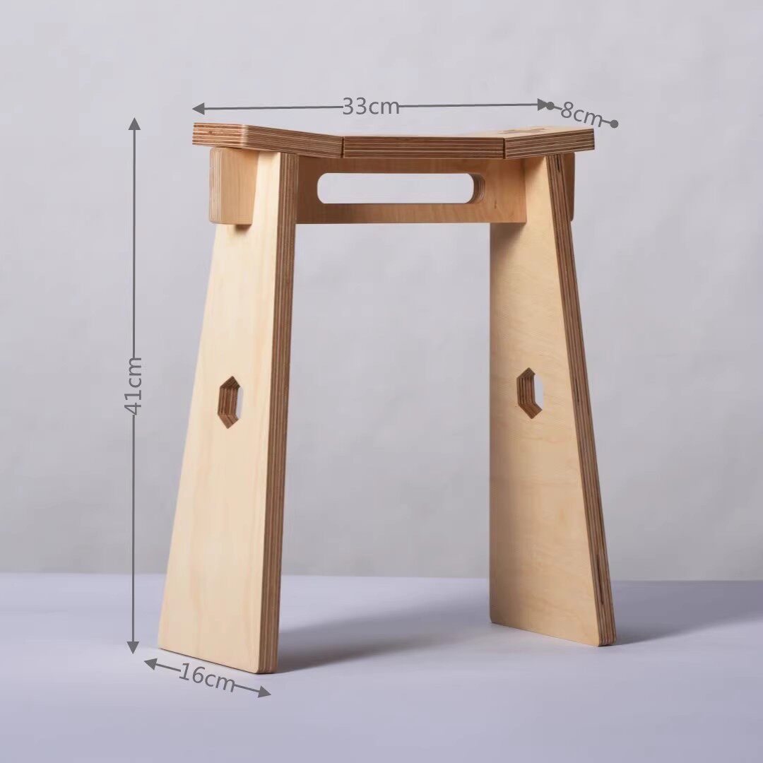 Geometric Plywood Stool | Modern Coffee & Entryway Seat