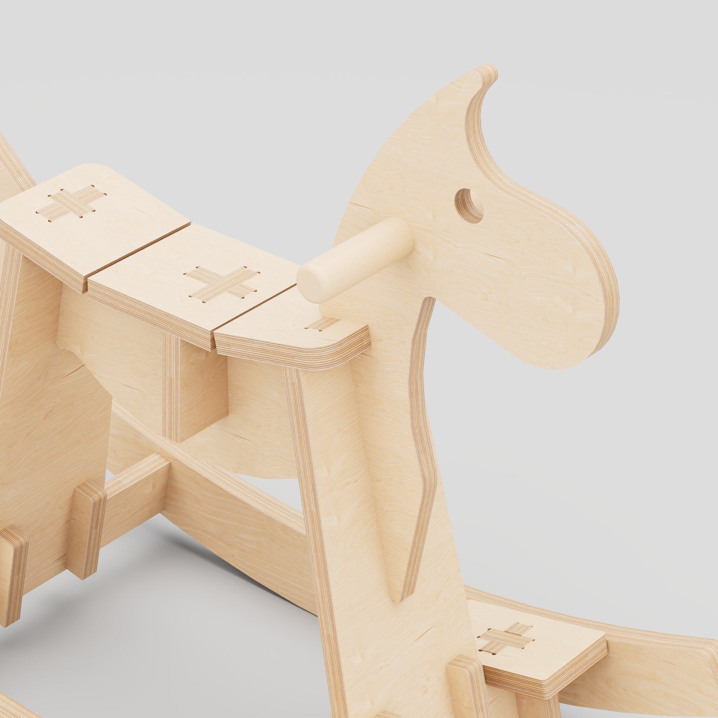 Birch Plywood Rocking Horse | Minimalist Wooden Nursery Toy