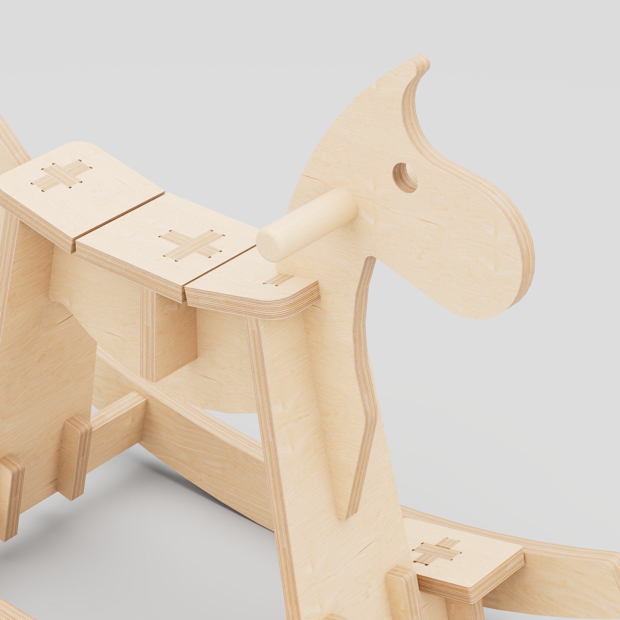 Birch Plywood Rocking Horse | Minimalist Wooden Nursery Toy