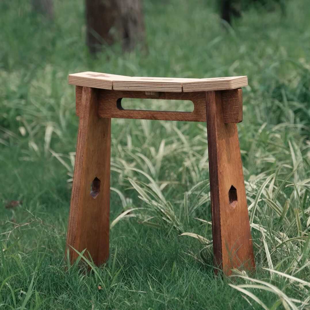 Geometric Plywood Stool | Modern Coffee & Entryway Seat