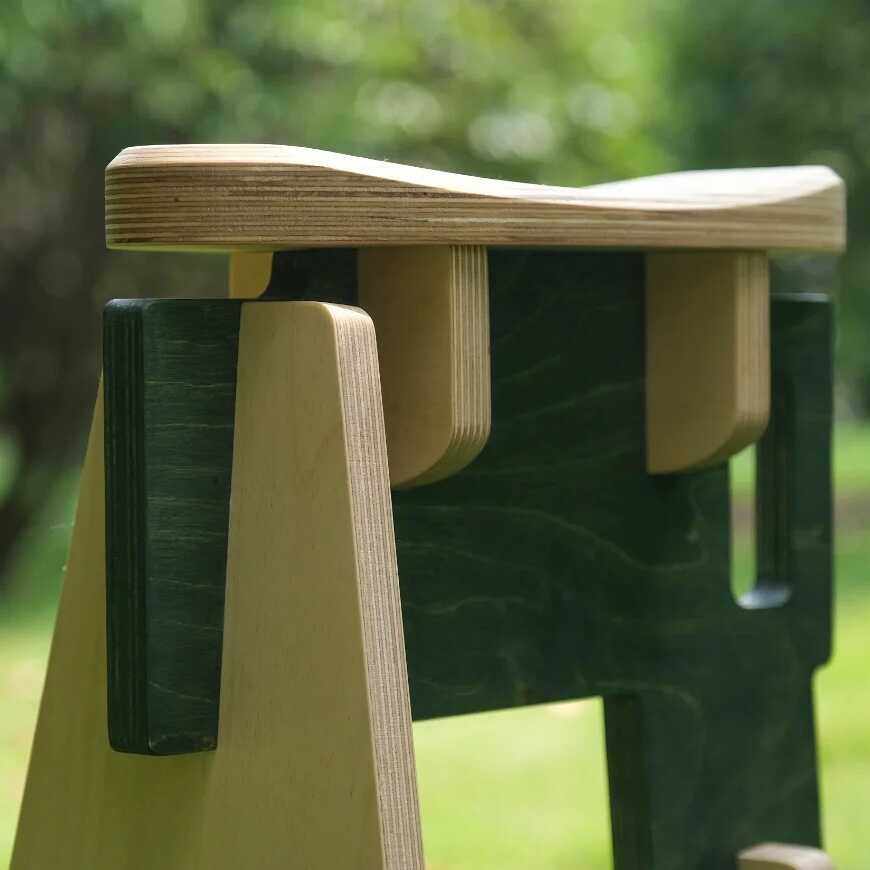 Sculptural Geometric Wood Stool | Modern Coffee  Entryway Seat