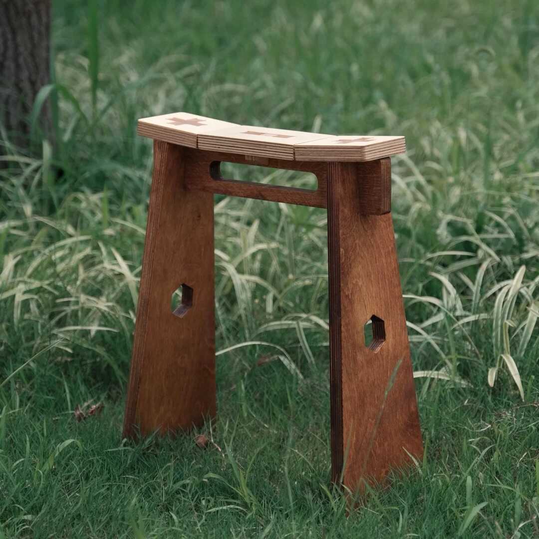 Geometric Plywood Stool | Modern Coffee & Entryway Seat