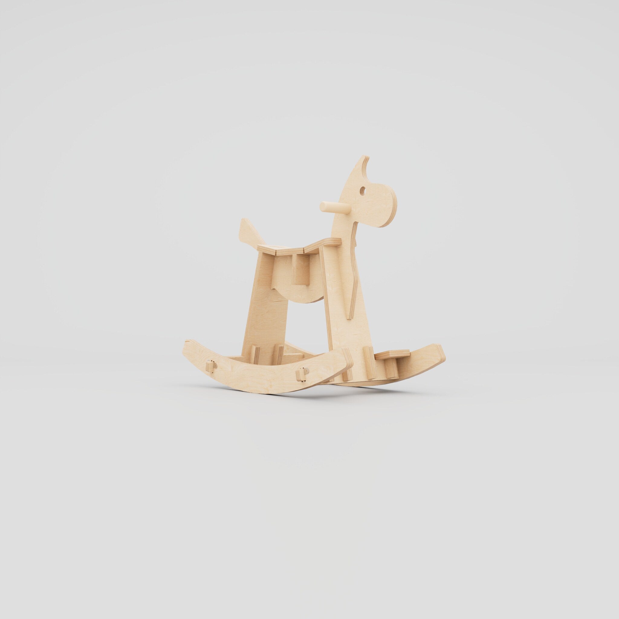 Birch Plywood Rocking Horse | Minimalist Wooden Nursery Toy
