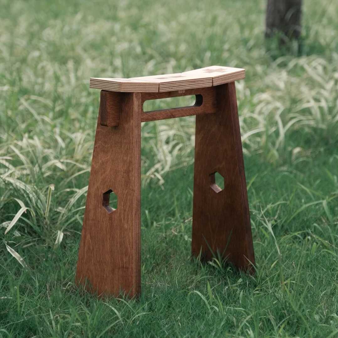 Geometric Plywood Stool | Modern Coffee & Entryway Seat