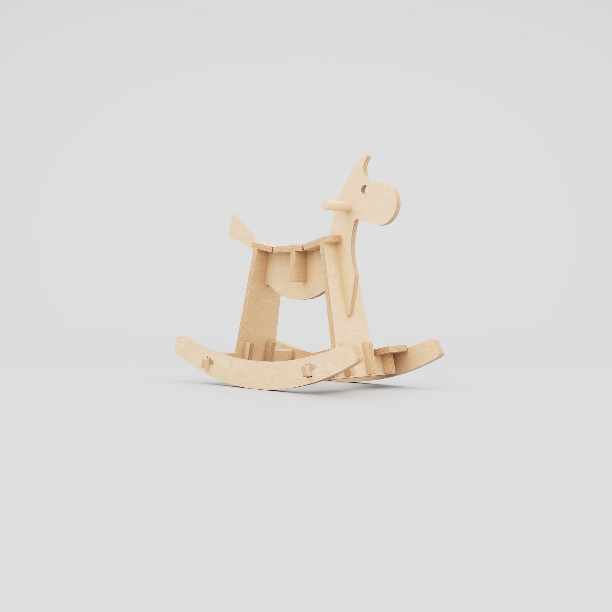 Birch Plywood Rocking Horse | Minimalist Wooden Nursery Toy